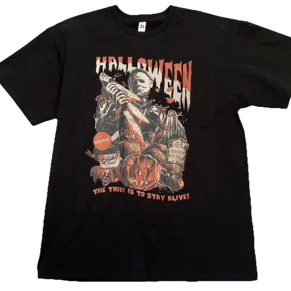 Halloween Creepy Black Graphic T-Shirt